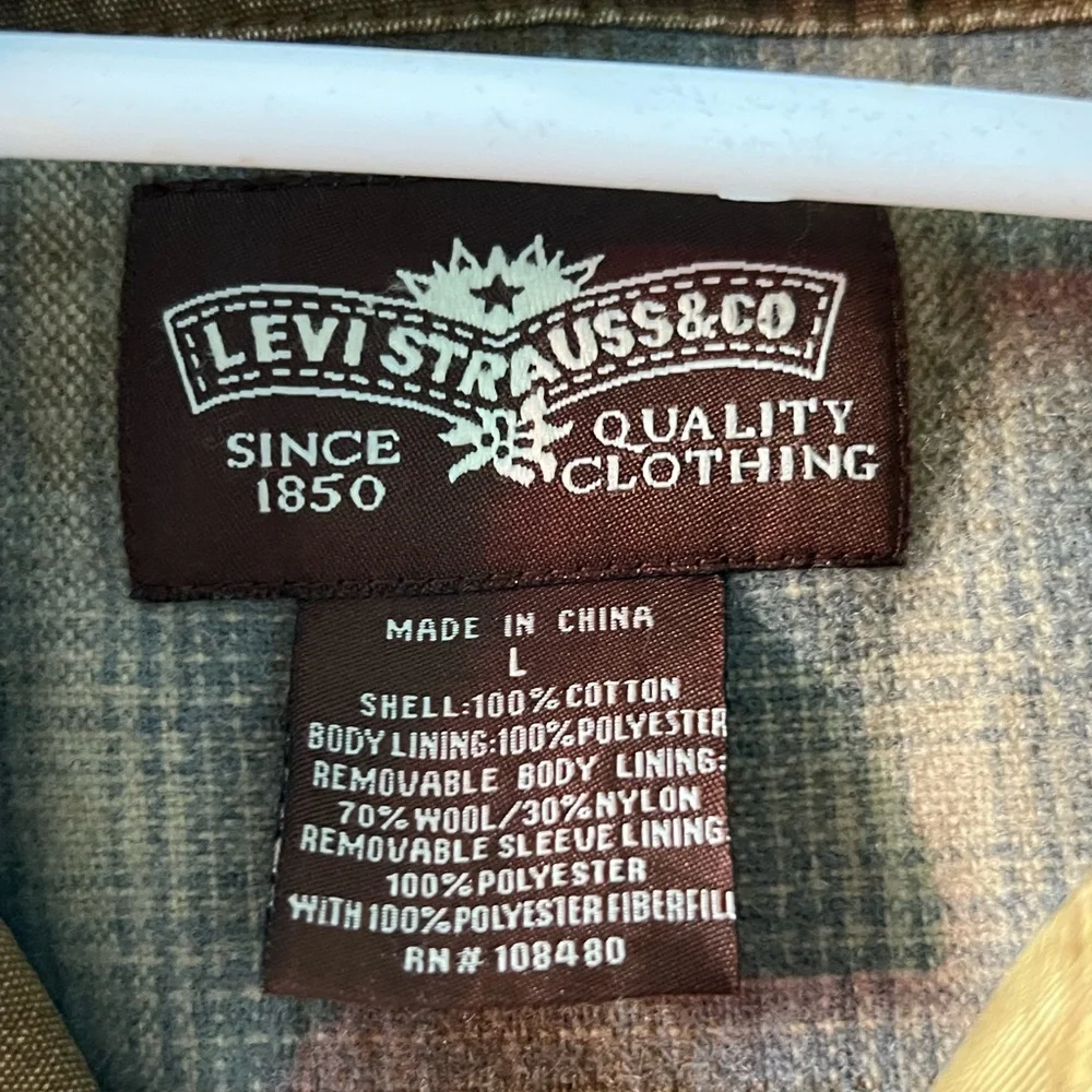 Vintage Levi Strauss Jacket Mens  Brown Corduroy Collar Workwear Chore Coat Wool